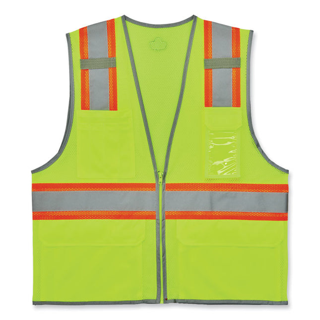 GloWear 8246Z-S Single Size Class 2 Two-Tone Mesh Vest, Polyester, 4X-Large, Lime