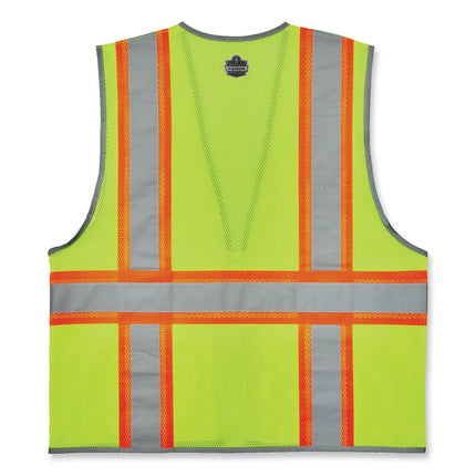 GloWear 8246Z-S Single Size Class 2 Two-Tone Mesh Vest, Polyester, 4X-Large, Lime