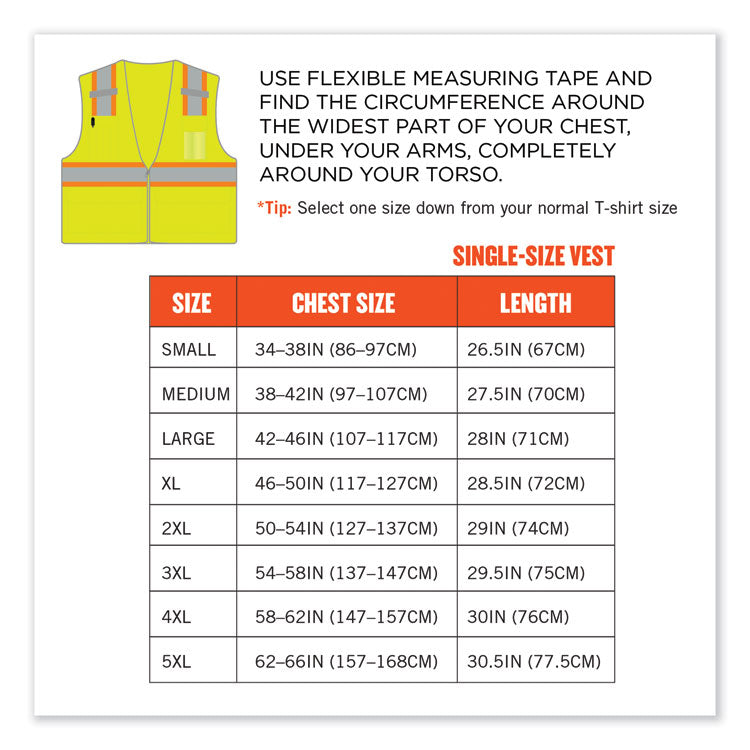 GloWear 8246Z-S Single Size Class 2 Two-Tone Mesh Vest, Polyester, X-Large, Lime