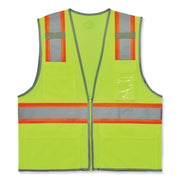 GloWear 8246Z-S Single Size Class 2 Two-Tone Mesh Vest, Polyester, Large, Lime