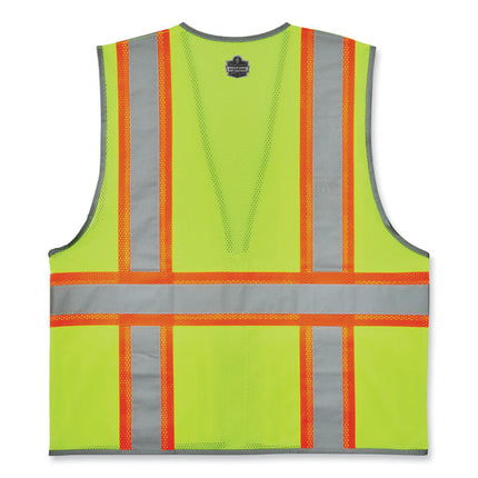 GloWear 8246Z-S Single Size Class 2 Two-Tone Mesh Vest, Polyester, Large, Lime
