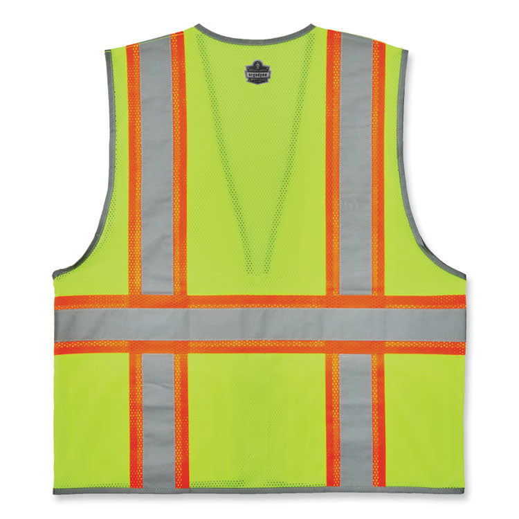 GloWear 8246Z-S Single Size Class 2 Two-Tone Mesh Vest, Polyester, Medium, Lime