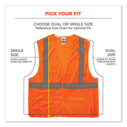 GloWear 8215BA-S Single Size Class 2 Economy Breakaway Mesh Vest, Polyester, 4X-Large, Orange