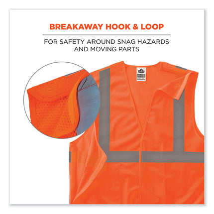 GloWear 8215BA-S Single Size Class 2 Economy Breakaway Mesh Vest, Polyester, 3X-Large, Orange