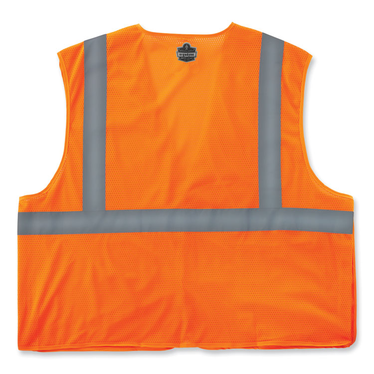GloWear 8215BA-S Single Size Class 2 Economy Breakaway Mesh Vest, Polyester, 3X-Large, Orange
