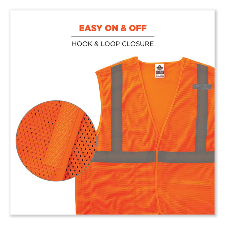 GloWear 8215BA-S Single Size Class 2 Economy Breakaway Mesh Vest, Polyester, 2X-Large, Orange