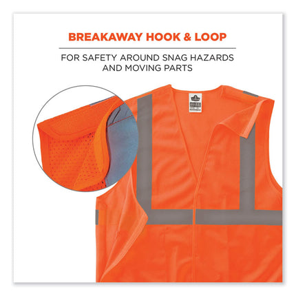 GloWear 8215BA-S Single Size Class 2 Economy Breakaway Mesh Vest, Polyester, X-Large, Orange