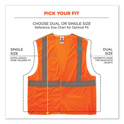 GloWear 8215BA-S Single Size Class 2 Economy Breakaway Mesh Vest, Polyester, Large, Orange