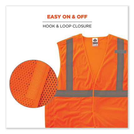 GloWear 8215BA-S Single Size Class 2 Economy Breakaway Mesh Vest, Polyester, Large, Orange