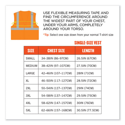 GloWear 8215BA-S Single Size Class 2 Economy Breakaway Mesh Vest, Polyester, Small, Orange