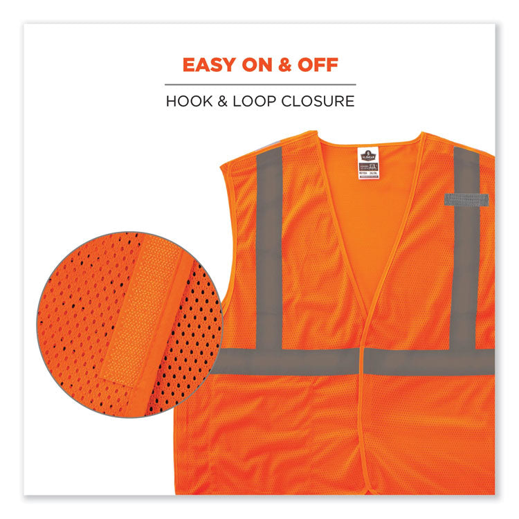 GloWear 8215BA-S Single Size Class 2 Economy Breakaway Mesh Vest, Polyester, Small, Orange