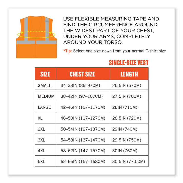 GloWear 8215BA-S Single Size Class 2 Economy Breakaway Mesh Vest, Polyester, X-Small, Orange
