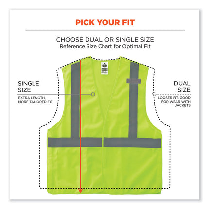 GloWear 8215BA-S Single Size Class 2 Economy Breakaway Mesh Vest, Polyester, 5X-Large, Lime