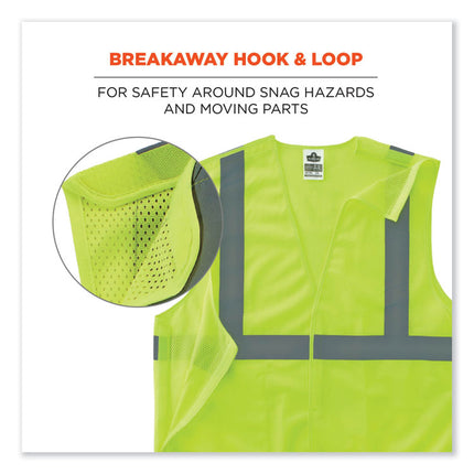 GloWear 8215BA-S Single Size Class 2 Economy Breakaway Mesh Vest, Polyester, 5X-Large, Lime