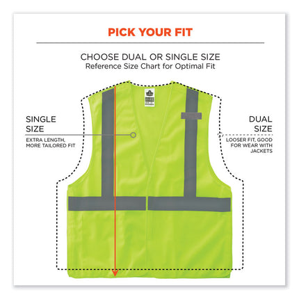 GloWear 8215BA-S Single Size Class 2 Economy Breakaway Mesh Vest, Polyester, 4X-Large, Lime