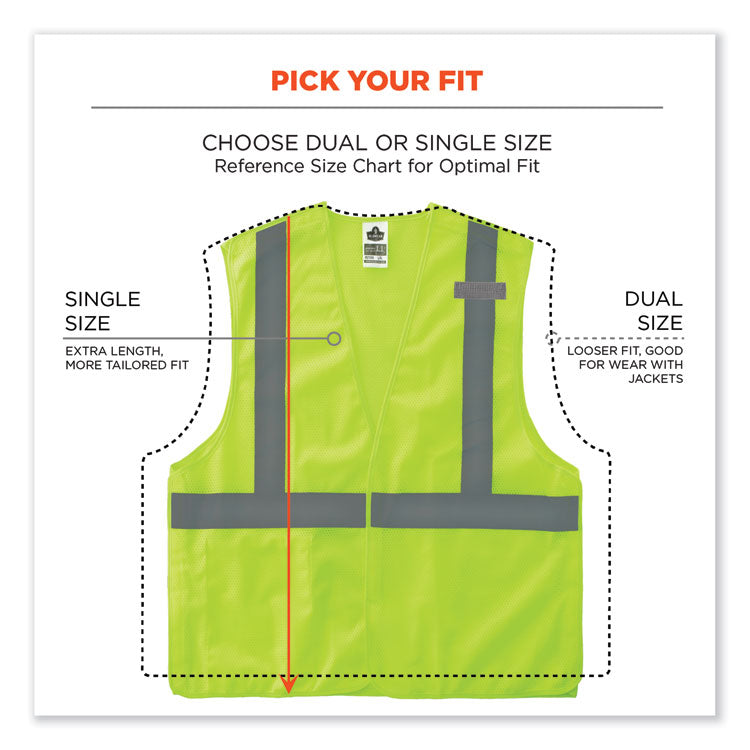 GloWear 8215BA-S Single Size Class 2 Economy Breakaway Mesh Vest, Polyester, 4X-Large, Lime