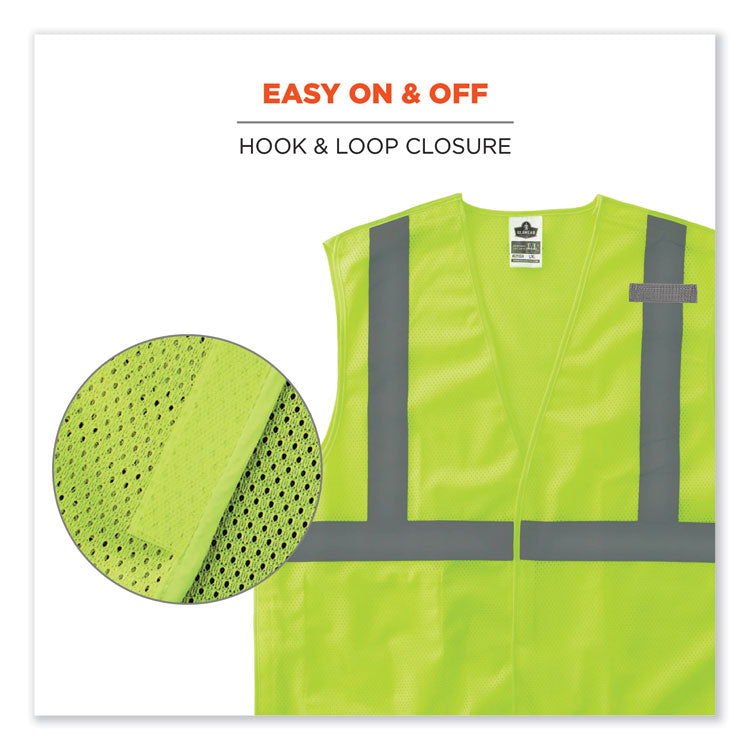 GloWear 8215BA-S Single Size Class 2 Economy Breakaway Mesh Vest, Polyester, 4X-Large, Lime