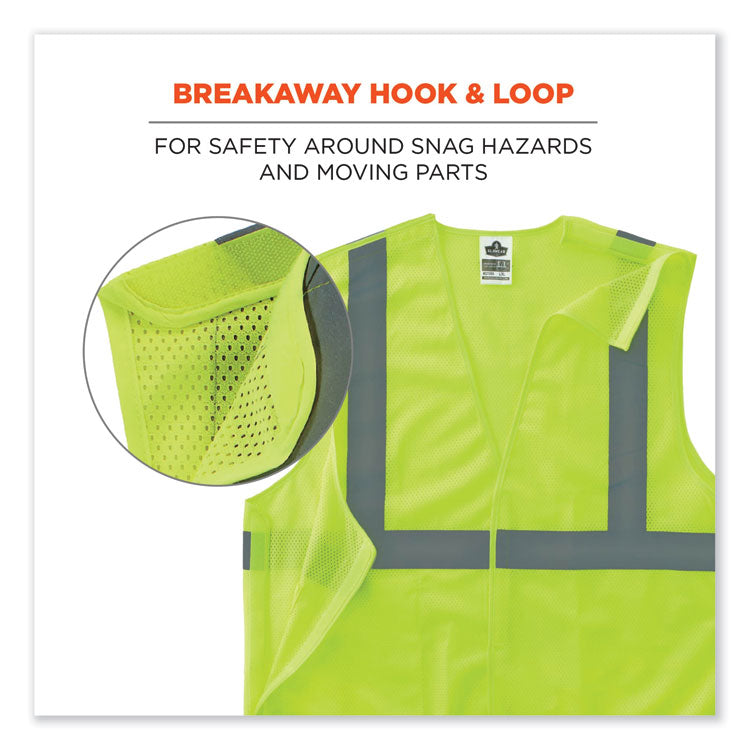 GloWear 8215BA-S Single Size Class 2 Economy Breakaway Mesh Vest, Polyester, 4X-Large, Lime