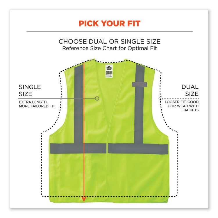 GloWear 8215BA-S Single Size Class 2 Economy Breakaway Mesh Vest, Polyester, 3X-Large, Lime