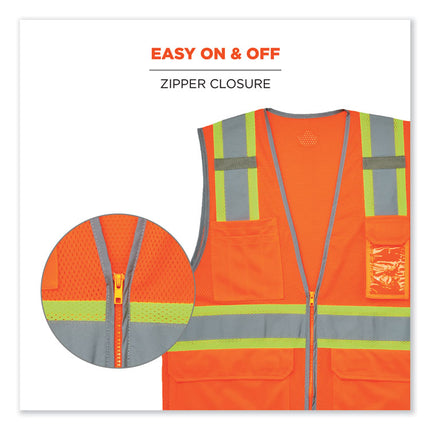 GloWear 8246Z-S Single Size Class 2 Two-Tone Mesh Vest, Polyester, 5X-Large, Orange