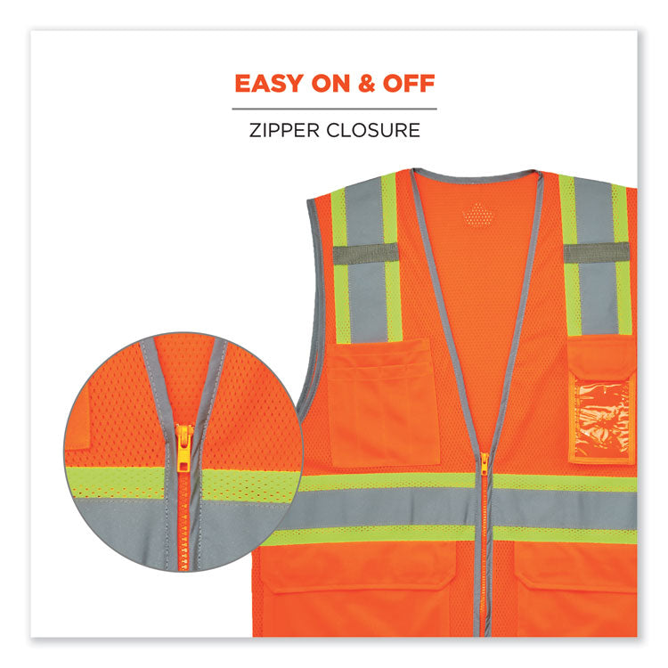 GloWear 8246Z-S Single Size Class 2 Two-Tone Mesh Vest, Polyester, 5X-Large, Orange