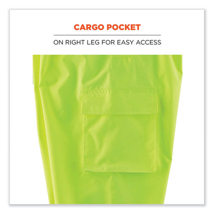 GloWear 8918BK Class E Hi-Vis Rain Bibs Black Bottom, Small, Lime