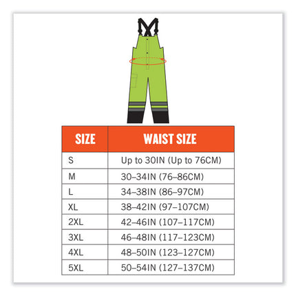 GloWear 8918BK Class E Hi-Vis Rain Bibs Black Bottom, Large, Lime