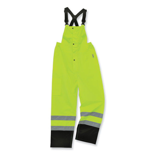 GloWear 8918BK Class E Hi-Vis Rain Bibs Black Bottom, Large, Lime
