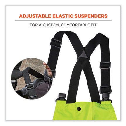 GloWear 8918BK Class E Hi-Vis Rain Bibs Black Bottom, X-Large, Lime