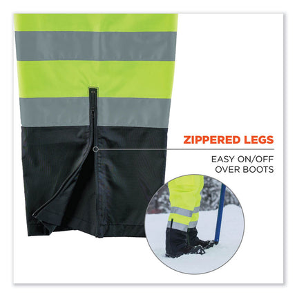 GloWear 8918BK Class E Hi-Vis Rain Bibs Black Bottom, 3X-Large, Lime
