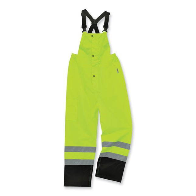 GloWear 8918BK Class E Hi-Vis Rain Bibs Black Bottom, 5X-Large, Lime