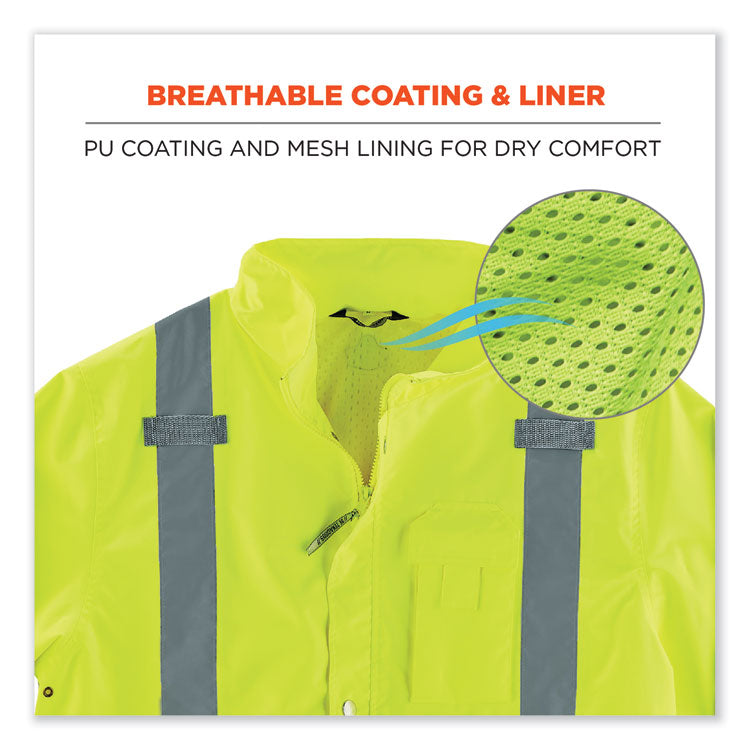 GloWear 8365BK Class 3 Hi-Vis Rain Jacket Black Bottom, Medium, Lime
