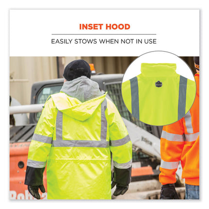 GloWear 8365BK Class 3 Hi-Vis Rain Jacket Black Bottom, Medium, Lime