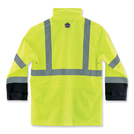 GloWear 8365BK Class 3 Hi-Vis Rain Jacket Black Bottom, X-Large, Lime