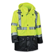 GloWear 8365BK Class 3 Hi-Vis Rain Jacket Black Bottom, X-Large, Lime