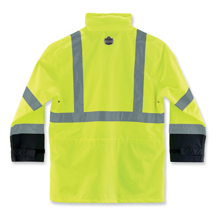 GloWear 8365BK Class 3 Hi-Vis Rain Jacket Black Bottom, 2X-Large, Lime