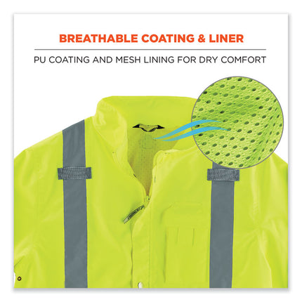 GloWear 8365BK Class 3 Hi-Vis Rain Jacket Black Bottom, 3X-Large, Lime