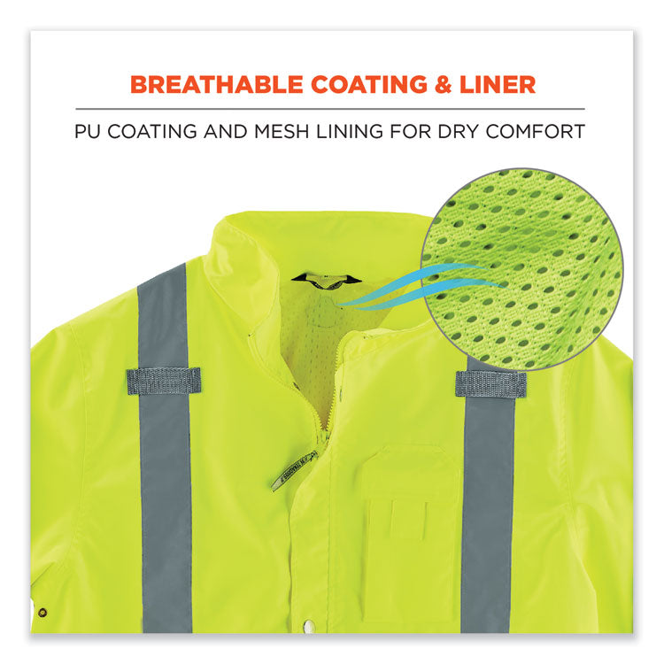 GloWear 8365BK Class 3 Hi-Vis Rain Jacket Black Bottom, 3X-Large, Lime