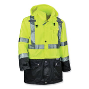 GloWear 8365BK Class 3 Hi-Vis Rain Jacket Black Bottom, 3X-Large, Lime