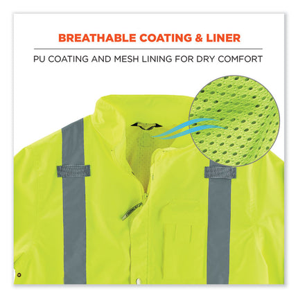 GloWear 8365BK Class 3 Hi-Vis Rain Jacket Black Bottom, 5X-Large, Lime