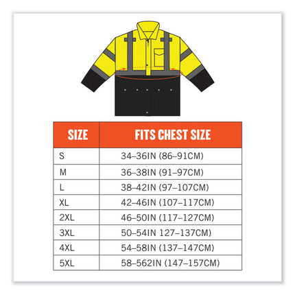 GloWear 8365BK Class 3 Hi-Vis Rain Jacket Black Bottom, 5X-Large, Lime