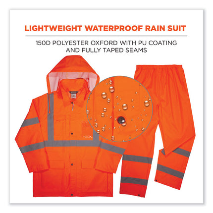 GloWear 8376K Lightweight HV Rain Suit, Large, Orange
