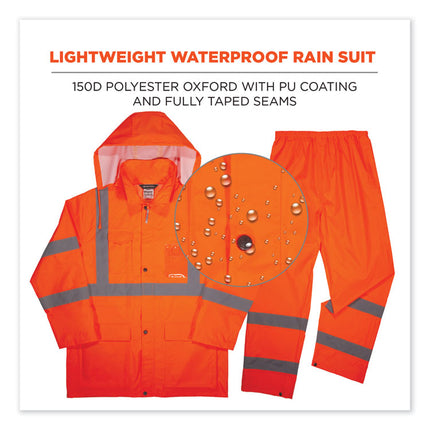 GloWear 8376K Lightweight HV Rain Suit, X-Large, Orange