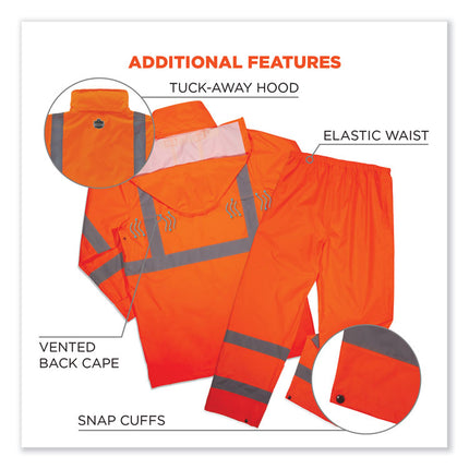 GloWear 8376K Lightweight HV Rain Suit, 2X-Large, Orange