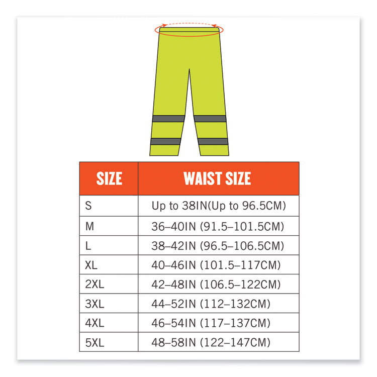 GloWear 8916 Class E Lightweight Hi-Vis Rain Pants, Small, Lime