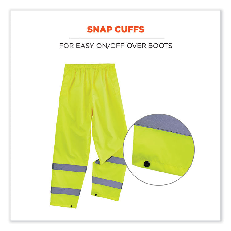 GloWear 8916 Class E Lightweight Hi-Vis Rain Pants, Medium, Lime