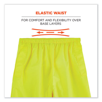 GloWear 8916 Class E Lightweight Hi-Vis Rain Pants, Large, Lime