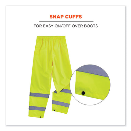 GloWear 8916 Class E Lightweight Hi-Vis Rain Pants, Large, Lime