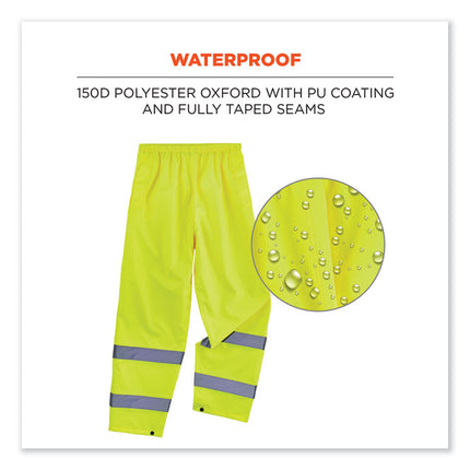 GloWear 8916 Class E Lightweight Hi-Vis Rain Pants, 3X-Large, Lime