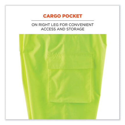 GloWear 8915BK Class E Hi-Vis Rain Pants Black Bottom, Medium, Lime